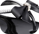 trendy dames slipper en strandslipper met strass en strik